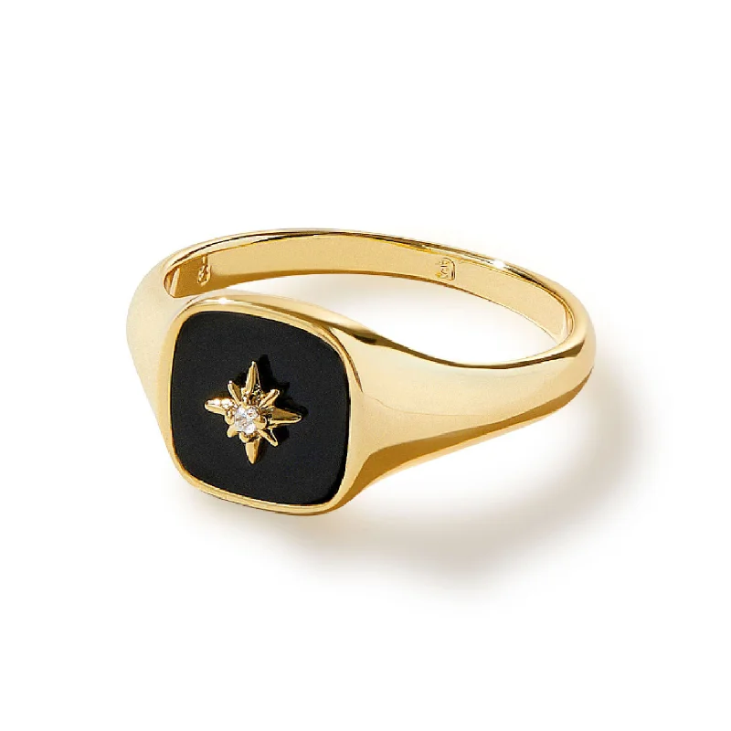 Simple promise rings for women-Amara Gold Signet Ring