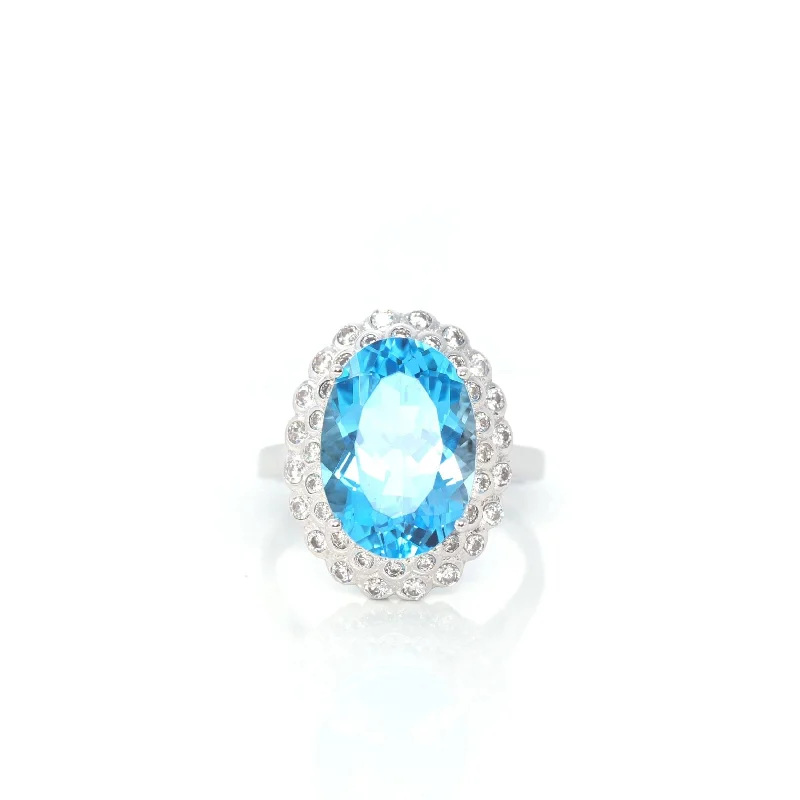 Gold stackable rings for women-Baikalla™ Sterling Silver Sky Blue Topaz Ring