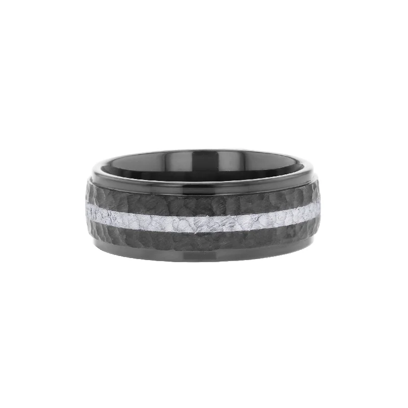 Custom promise rings for couples-Carpenter Black Ceramic Wedding Ring