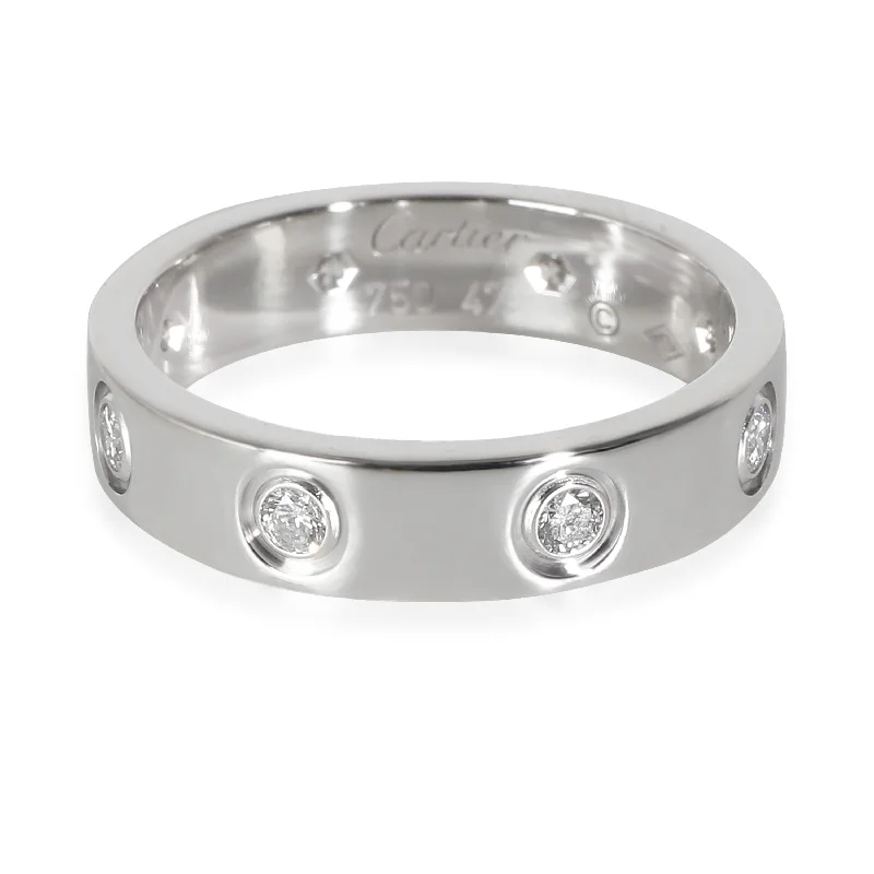 Personalized wedding rings for couples-Cartier Love Band in 18k White Gold 0.19 CTW