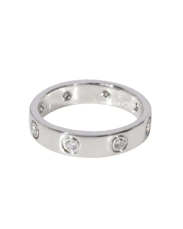 Custom rings with gemstones for men-Cartier Love Diamond Wedding Band in 18k White Gold 0.19 CTW