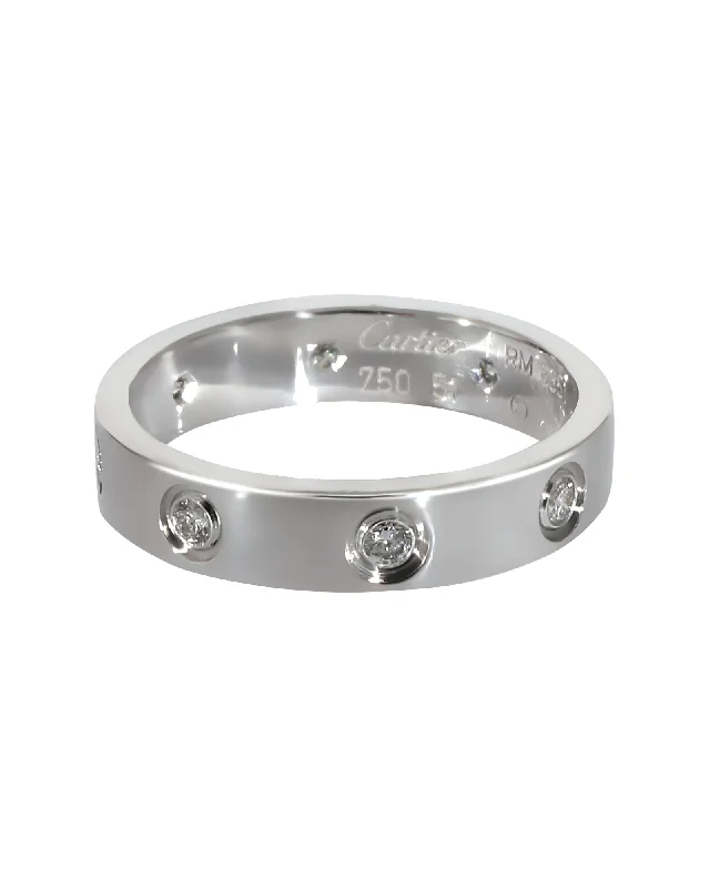 Men's wedding bands with diamonds-Cartier Love Diamond Wedding Band in 18KT White Gold 0.19 CTW