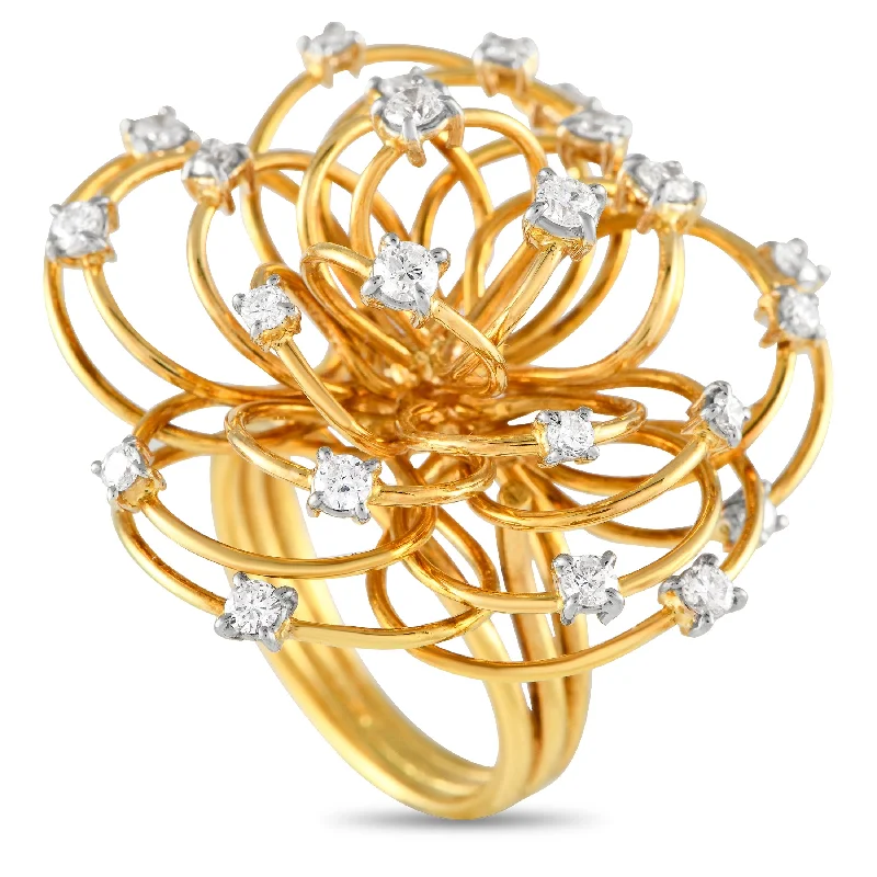 Diamond wedding rings for men-Casato 18K Yellow Gold 1.03ct Diamond Flower Ring 200481