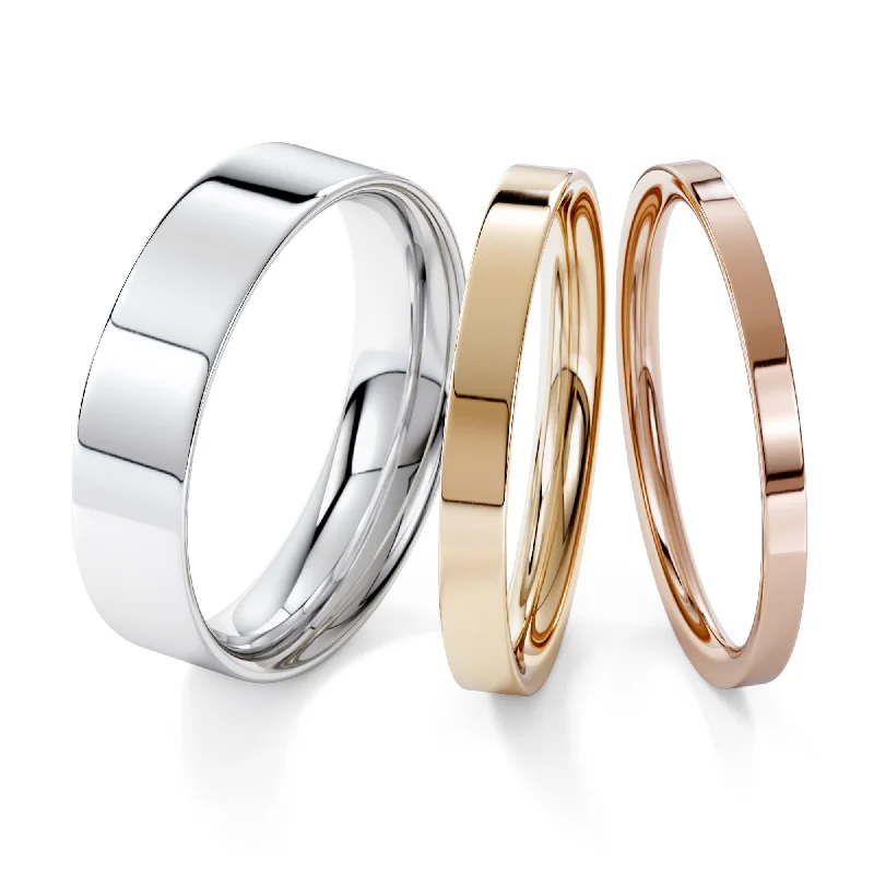 Gold wedding rings with diamonds-Flat Top Court Wedding Ring