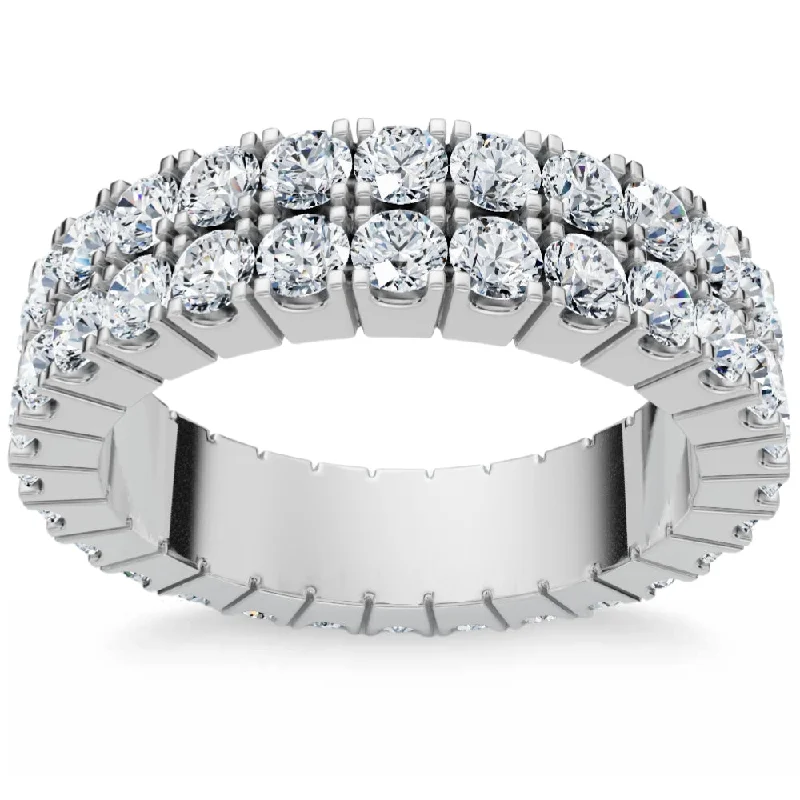 Elegant wedding rings for brides-G/VS 2.25Ct Diamond Eternity Wedding Ring Double Row 10k Gold Lab Grown