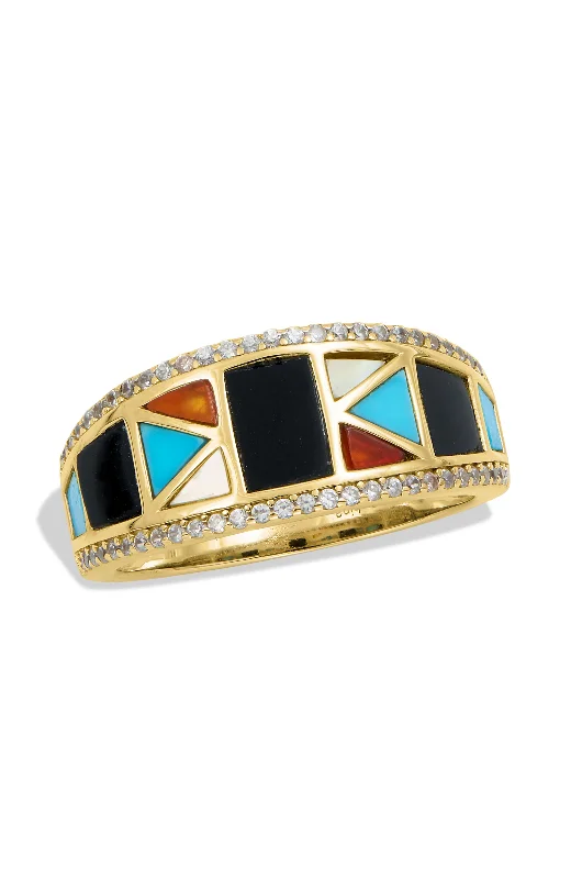 Large gemstone rings for women-GOLD PLATED OVER STERLING SILVER WITH GENUINE GEMSTONE RING