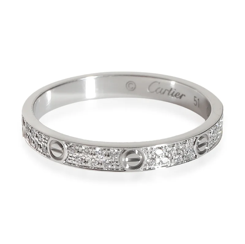 Personalized rings with names-Love Wedding Pave Diamond Band, Small Model (White Gold)