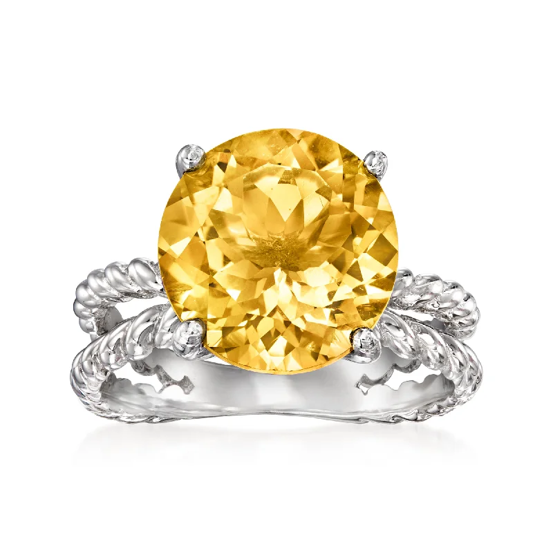 Unique promise rings for men-Ross-Simons Citrine Open-Space Roped Ring in Sterling Silver