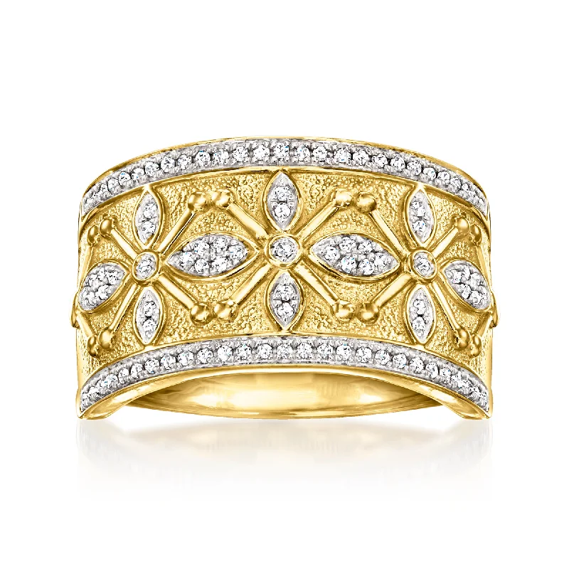 Unique gold engagement rings with diamonds-Ross-Simons Diamond Etruscan-Style Ring in 18kt Gold Over Sterling