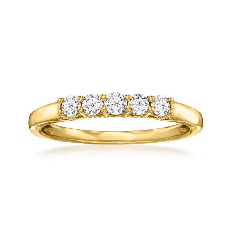 Gold engagement rings for men-Ross-Simons Lab-Grown Diamond 5-Stone Ring in 18kt Gold Over Sterling