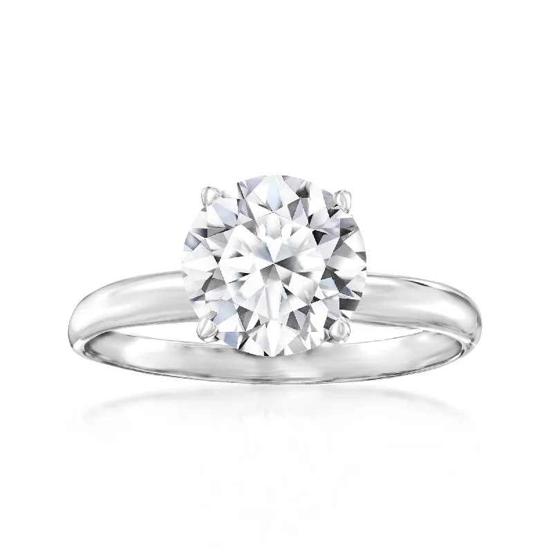 Silver rings for men with engraving-Ross-Simons Lab-Grown Diamond Solitaire Ring in 14kt White Gold