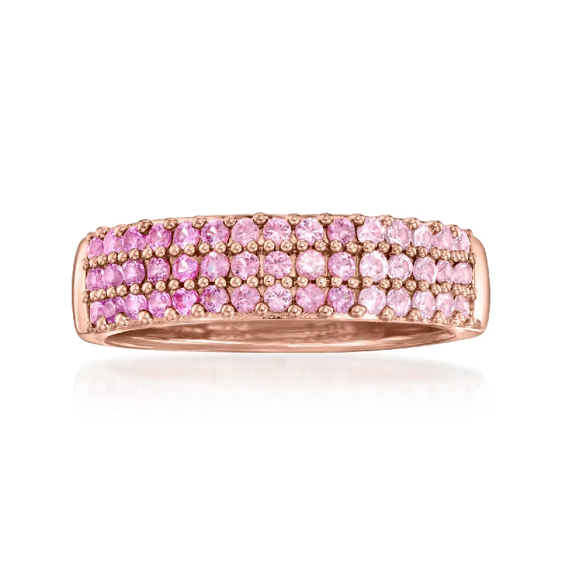 Antique style engagement rings-Ross-Simons Pink Sapphire Ombre Ring in 18kt Rose Gold Over Sterling