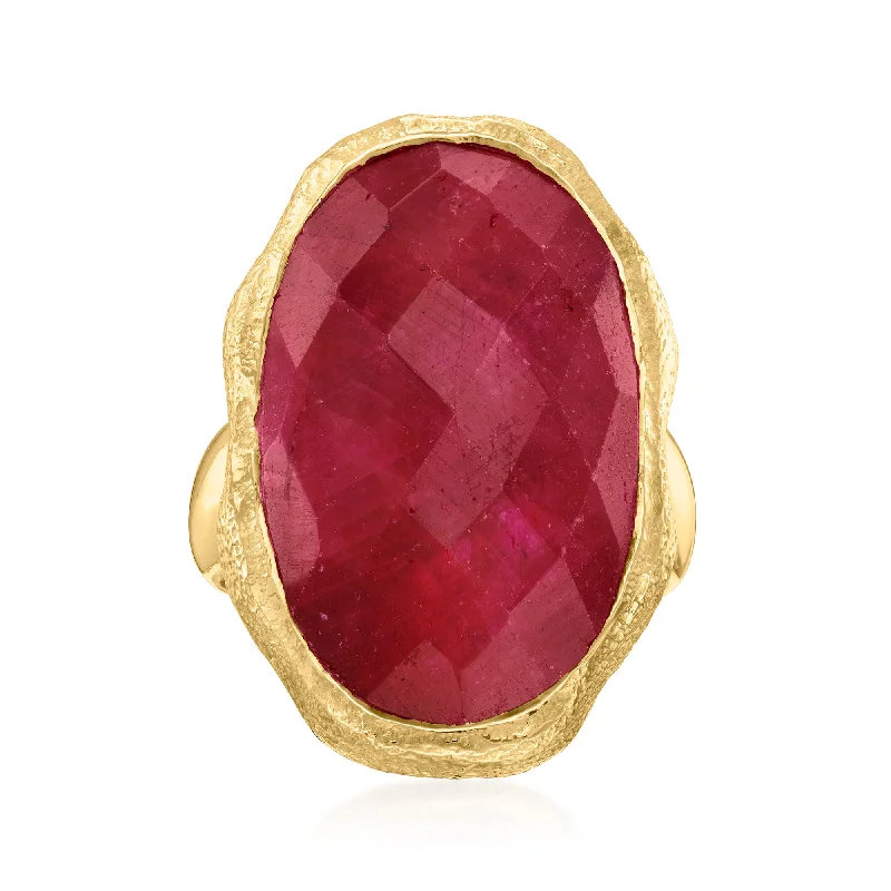 Unique engagement rings for her-Ross-Simons Ruby Ring in 18kt Gold Over Sterling