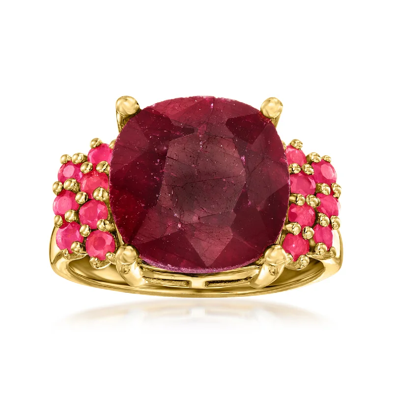 Luxury diamond rings for men-Ross-Simons Ruby Ring in 18kt Gold Over Sterling