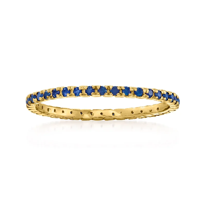 Unique gold rings for women-Ross-Simons Sapphire Eternity Band in 14kt Yellow Gold