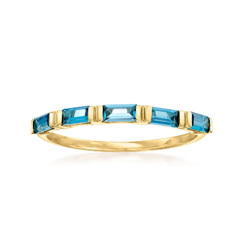 Birthstone engagement rings for her-RS Pure by Ross-Simons London Blue Topaz Ring in 14kt Yellow Gold