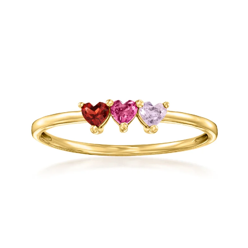 Gold wedding rings with diamonds-RS Pure by Ross-Simons Multi-Gemstone Heart Ring in 14kt Yellow Gold