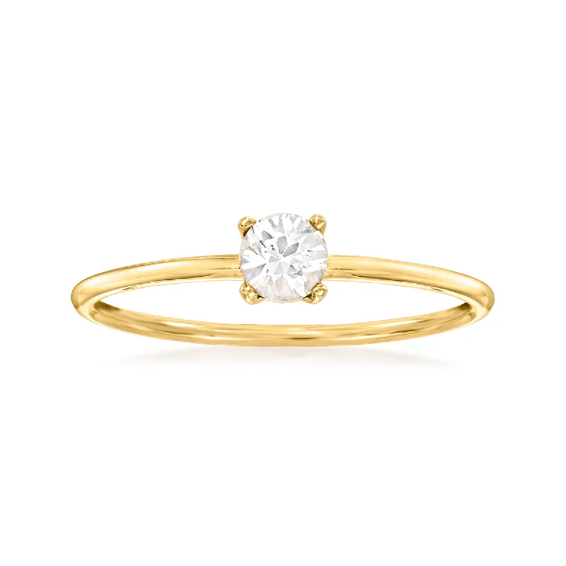 Personalized rings for men’s gifts-RS Pure by Ross-Simons White Sapphire Ring in 14kt Yellow Gold