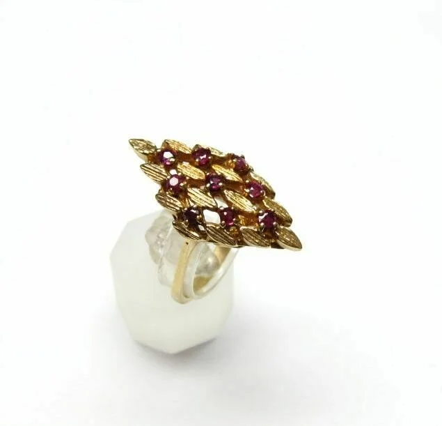 Custom-designed rings for couples-Ruby Cocktail Ring 0.90 Carat t.w. 10K Gold 7.44 Grams