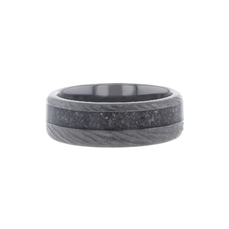 Simple platinum wedding rings for women-Sandbar Black Ceramic Wedding Ring