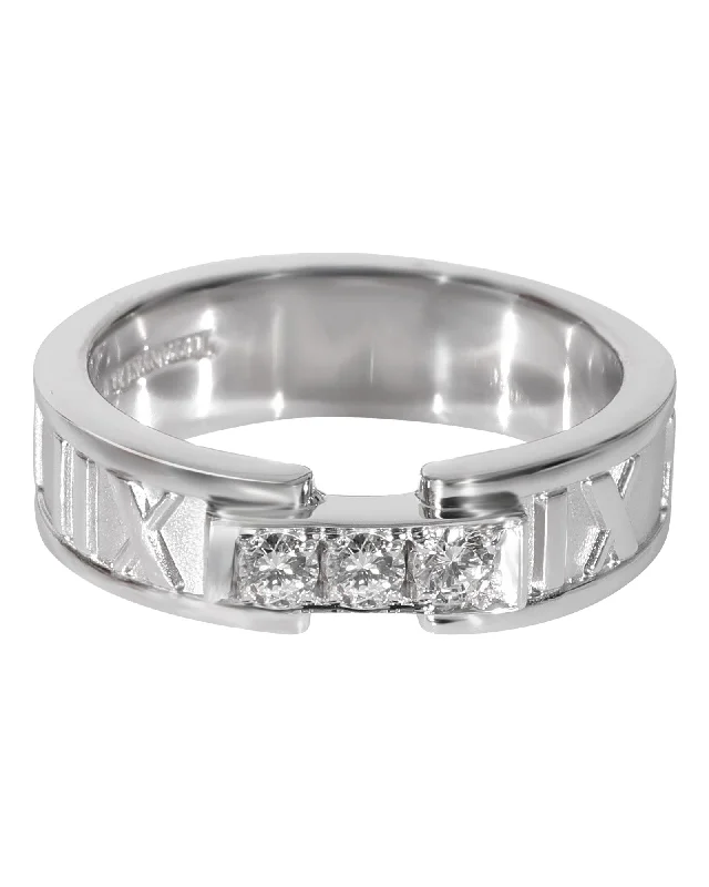 Vintage engagement rings for sale-Tiffany & Co. Atlas Diamond Ring in 18k White Gold 0.15 CTW