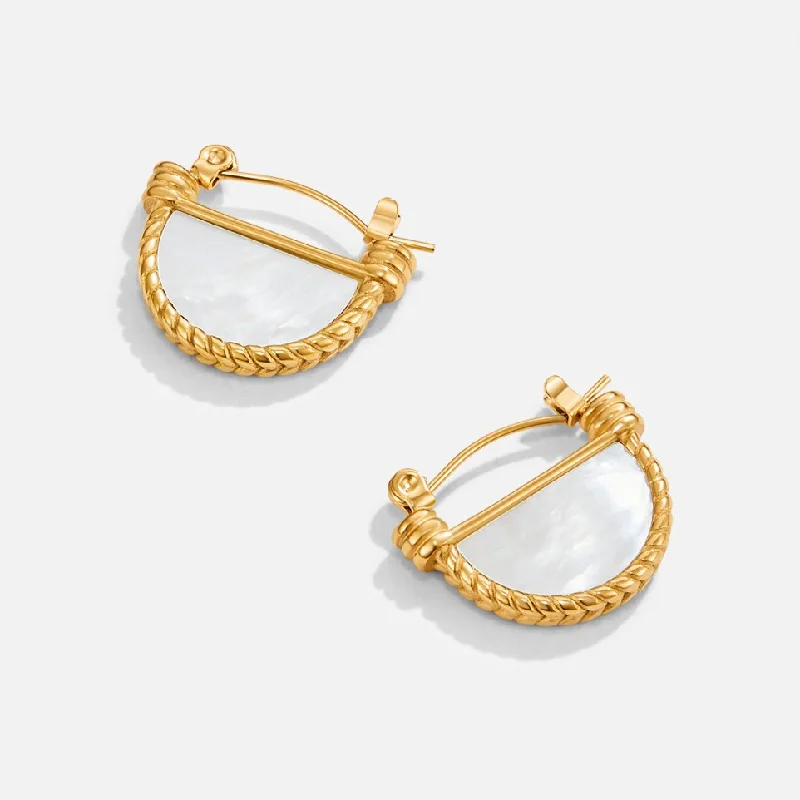 casual earrings for everyday wear -Adelfa White Shell Hoop Earrings