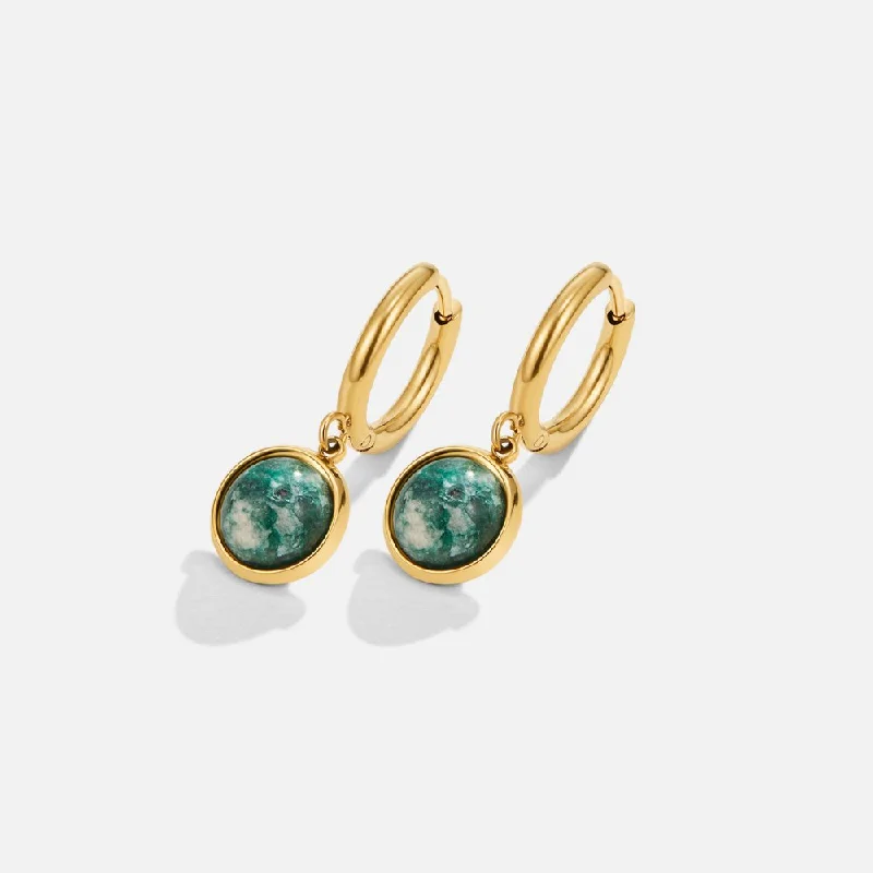 simple stud earrings for girls -Amelia Green Stone Hoop Earrings