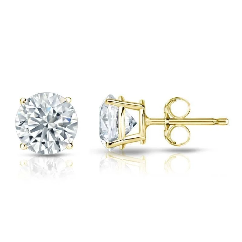 small stud earrings for girls -Auriya 14k Gold GIA Certified 1.00 ct. TDW Round Diamond Stud Earrings