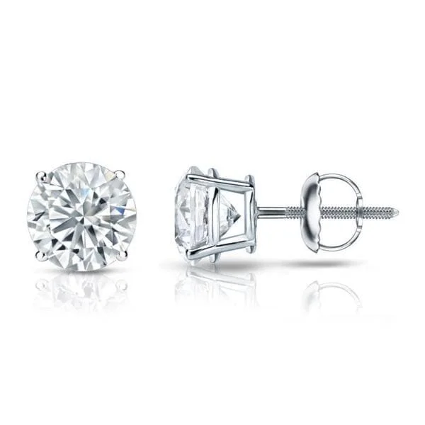 modern earrings for women -Auriya 14k Gold GIA Certified 4.20 ct. TDW Round Diamond Stud Earrings