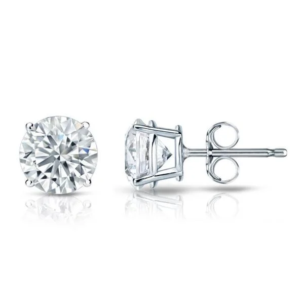 large statement earrings for parties -Auriya Platinum Certified 4.70 carat TDW Round Diamond Stud Earrings