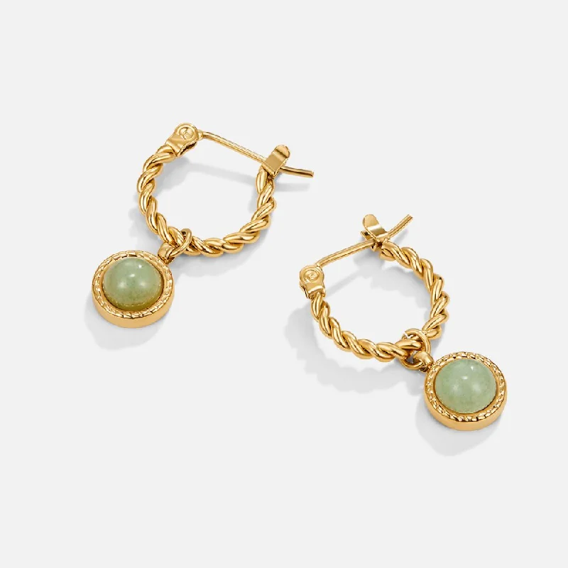 classic hoop earrings for women -Aventurine Twisted Hoop Earrings