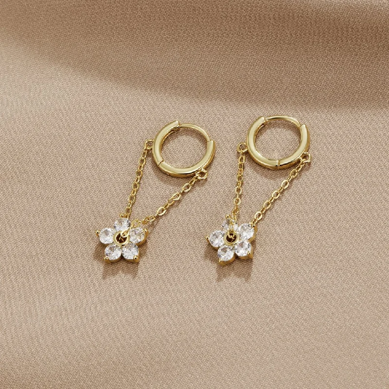 oval earrings for women -Blooming Petal Crystal Earrings