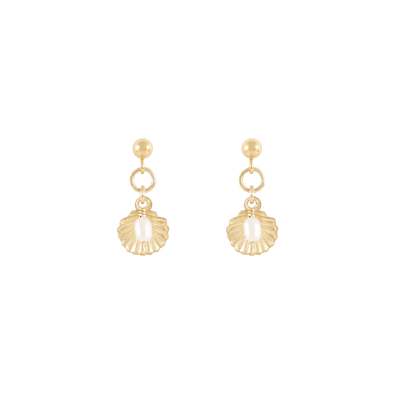 gold plated earrings for weddings -Conchi Earrings - Gold