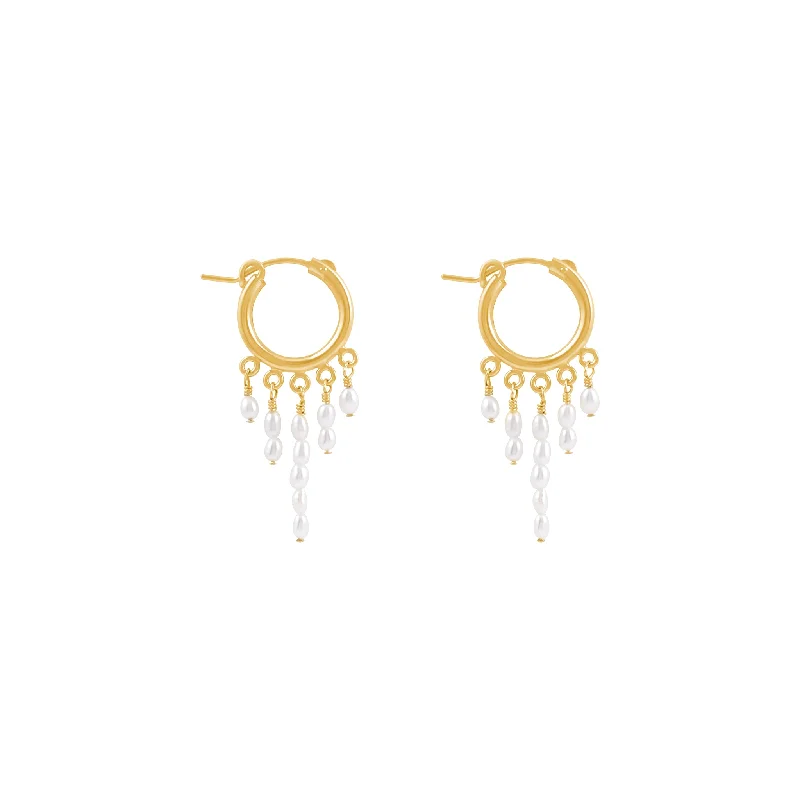 geometric earrings for women -Consie Freshwater Pearl Earrings - Gold