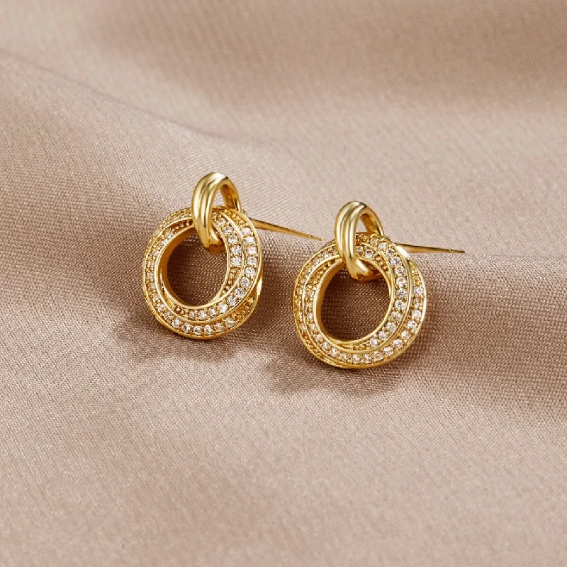 personalized gold earrings for women -Crystal Infinity Earrings