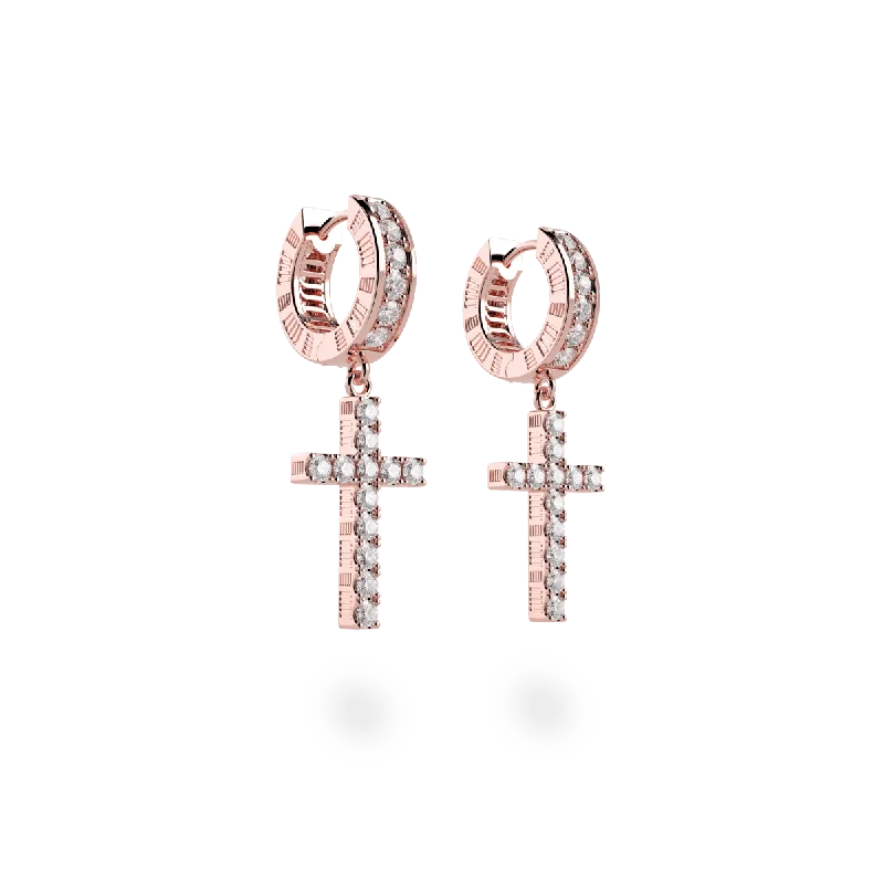 textured earrings for fashion lovers -DNA Cage Cross Earrings