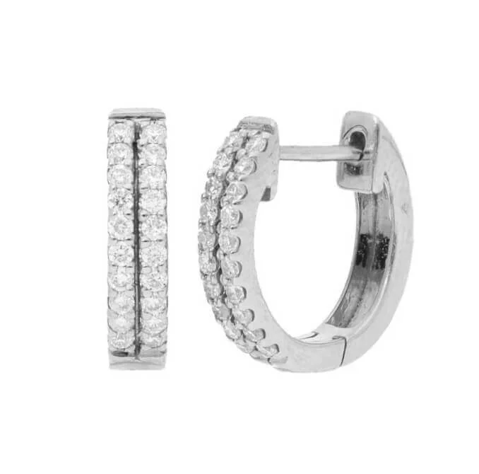 classic hoop earrings for women -Double Row Pave Huggies