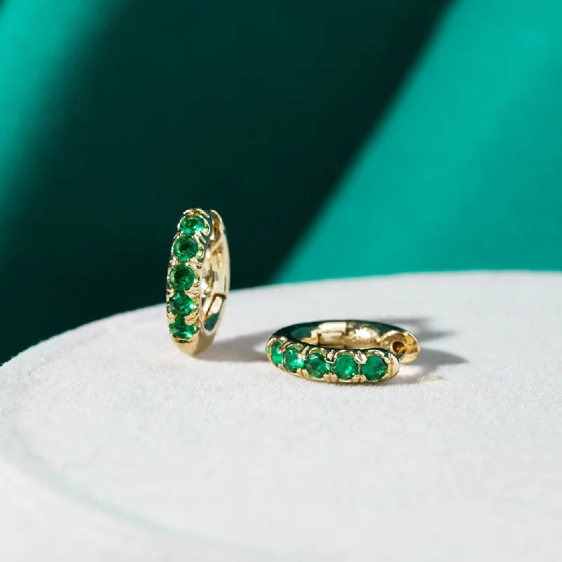 initial earrings for women -Emerald Green Hoop Earrings