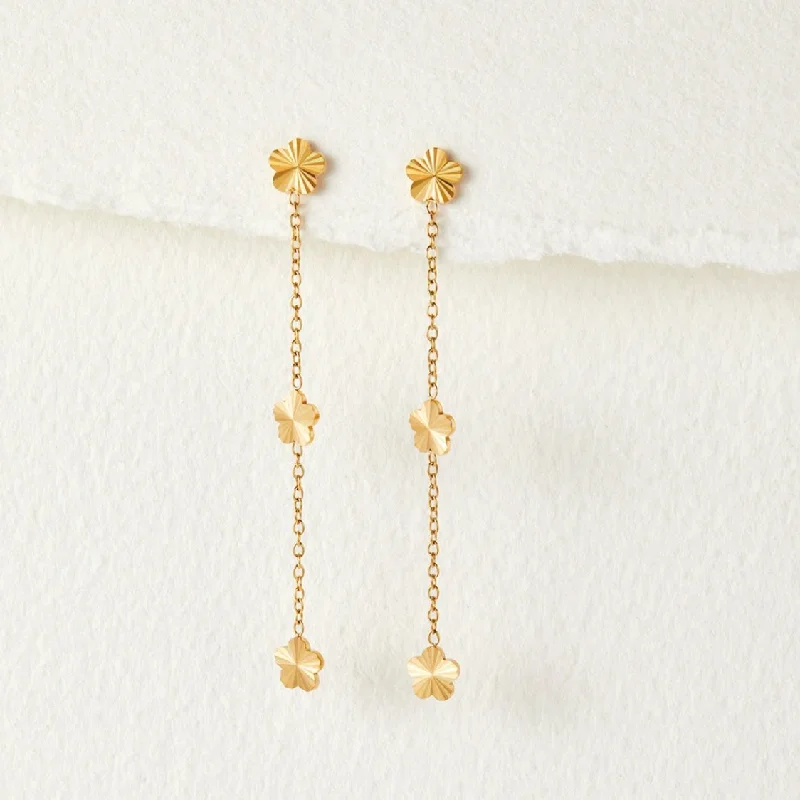 gold earrings for everyday wear -Flower Power Petal Drop Earrings