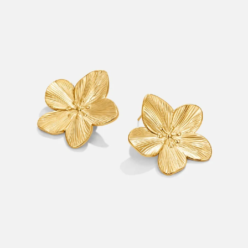 initial earrings for women -Gold Blossom Earrings