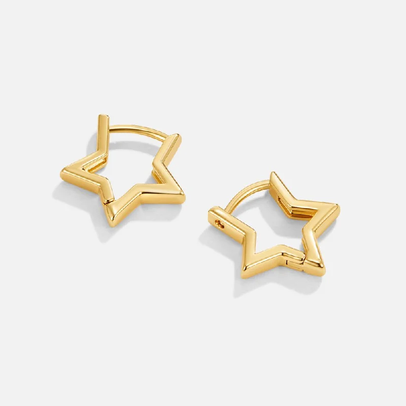 butterfly stud earrings for girls -Gold Star Hoop Earrings