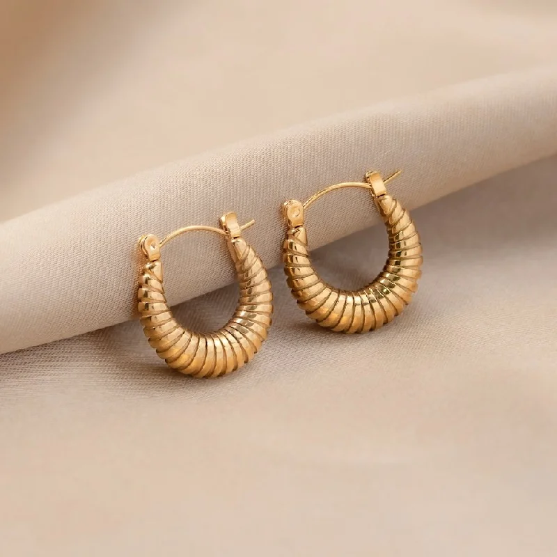 statement earrings for casual wear -Golden Mia Croissant Hoop Earrings