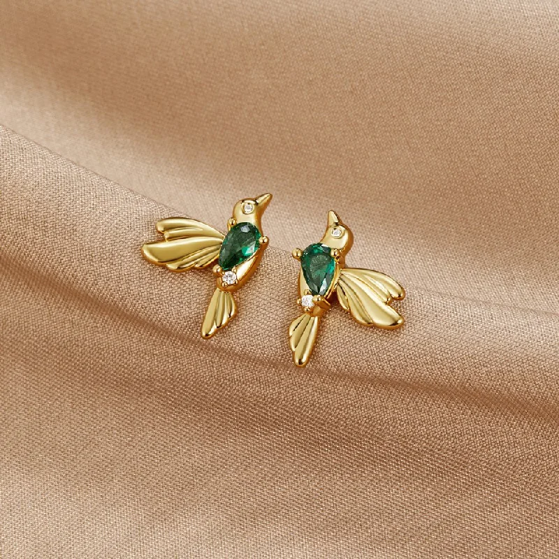 enamel earrings for kids -Hummingbird Stud Earrings