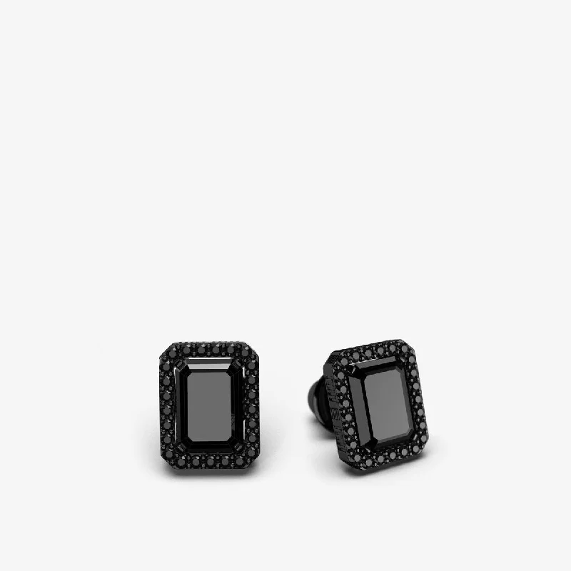 rhinestone earrings for parties -Jewel Earrings Black Onyx