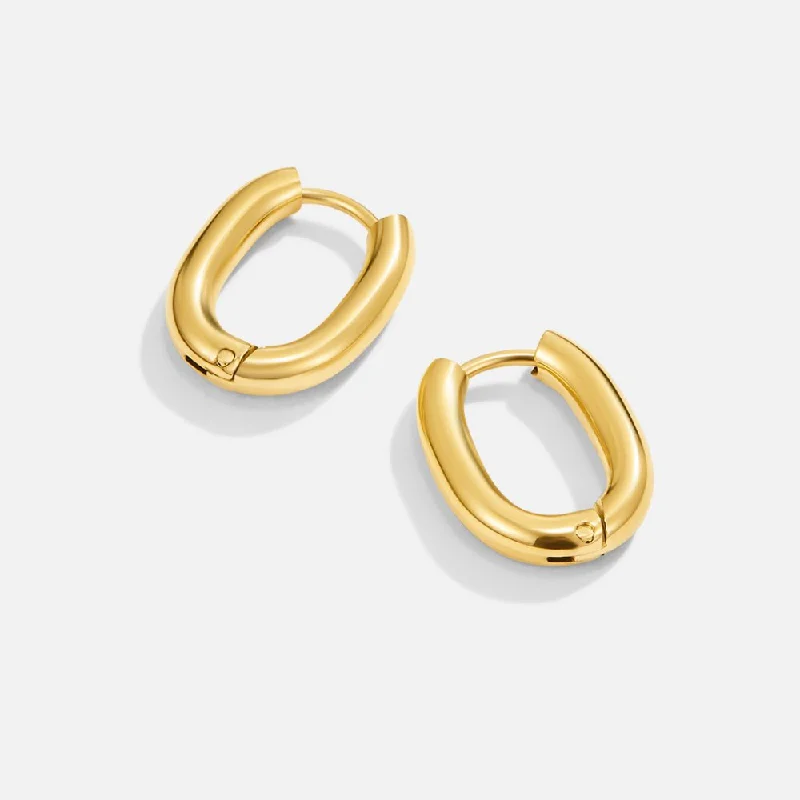 gold stud earrings for women -Madison Gold Hoop Earrings