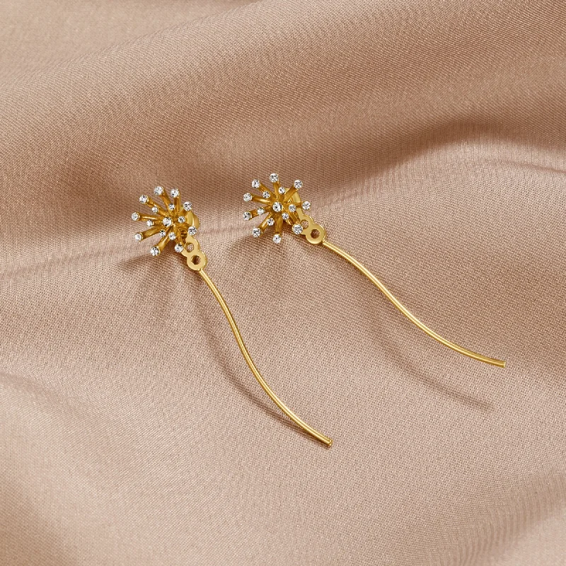 geometric drop earrings for women -Make A Wish Dandelion 18K Gold Earrings