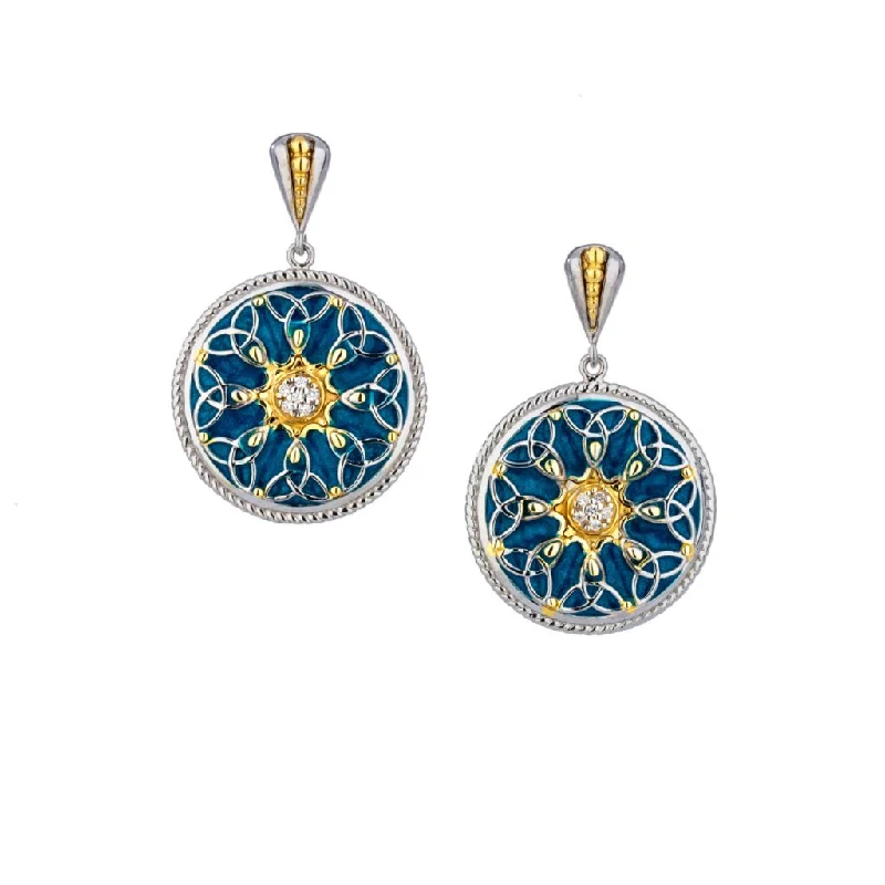 sapphire earrings for formal occasions -Silver and 10k Gold Trinity Post Enamel Earrings