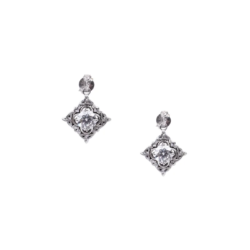 delicate gold earrings for women -10k White Gold Celestial Earrings - 1.5 ct White Moissanite