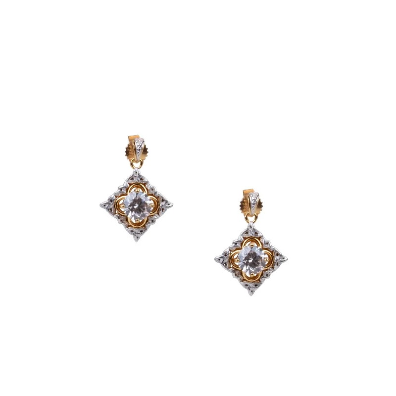 gold and silver earrings for women -14k White and Yellow Gold Celestial Earrings - 1.55 ct Certified Lab Grown Diamond