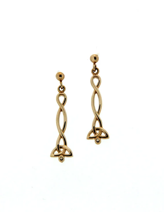 flower earrings for girls -10k Gold and Diamond Trinity Post Dangle Earrings